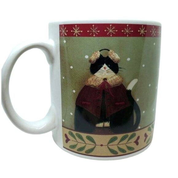 The Sakura Table by Oneida Fiddlestix Holiday Cats 4 PC Mug set Kittens in Coats - Picture 3 of 11